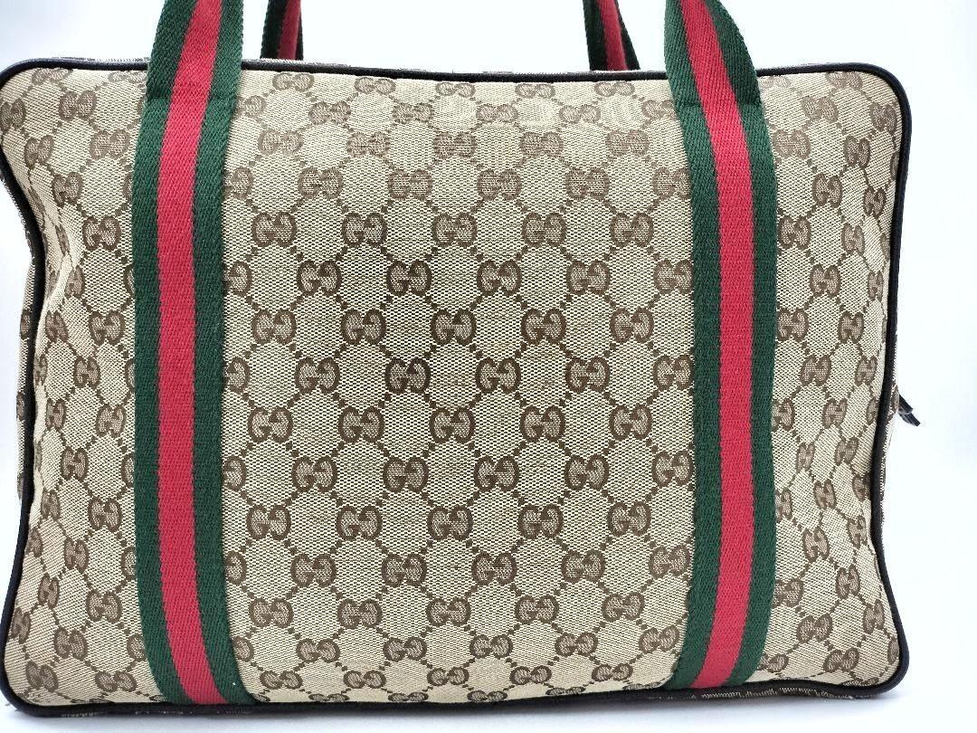 1円 【美品】GUCCI 1729 グッチ ハンドバッグ ミニボストンバッグ シェリーライン GGキャンバス A4◎ PC◎ 189753 メンズ レディース_画像3