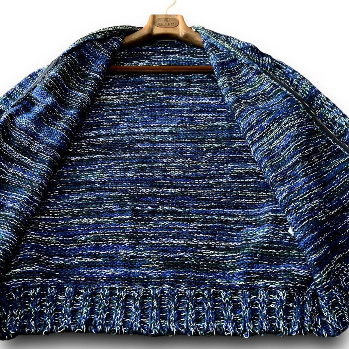 D02 極美品 爽やかに羽織る 定価5万 Mサイズ『トゥモローランド トリコ』ローゲージ ミックス ニット カーディガン ノーカラージャケットの画像3