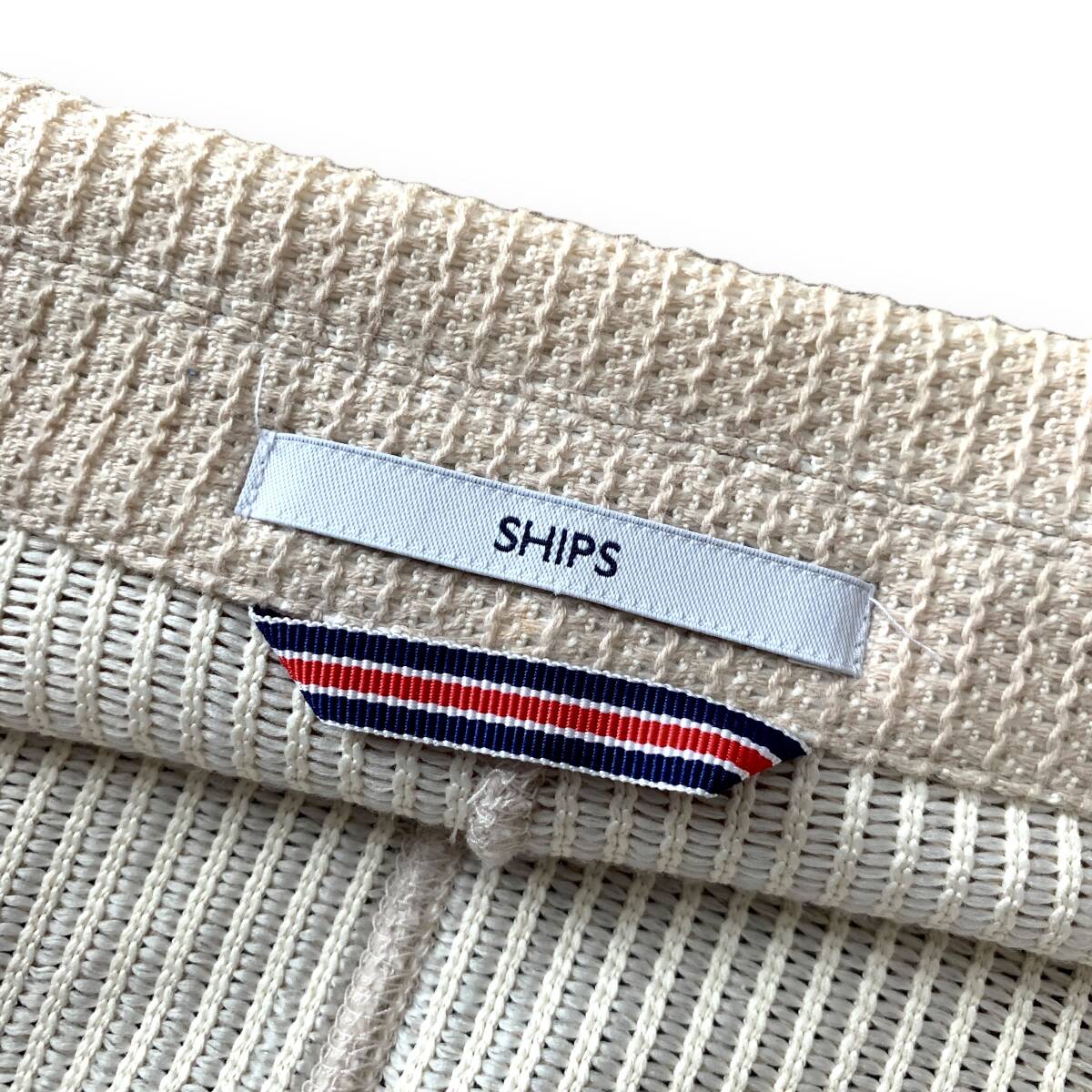 A18 beautiful goods spring, summer . activity!L size [ Ships SHIPS] small knitting popular thin knitted tailored jacket blouson refreshing . beige 