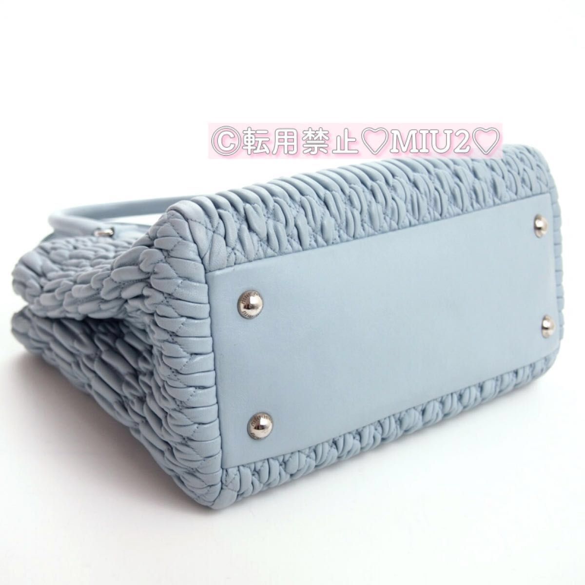 美品】ナッパ クリスタル ライトブルー 2way トートバッグ 美品】ナッパ クリスタル ライトブルー 2way トートバッグ