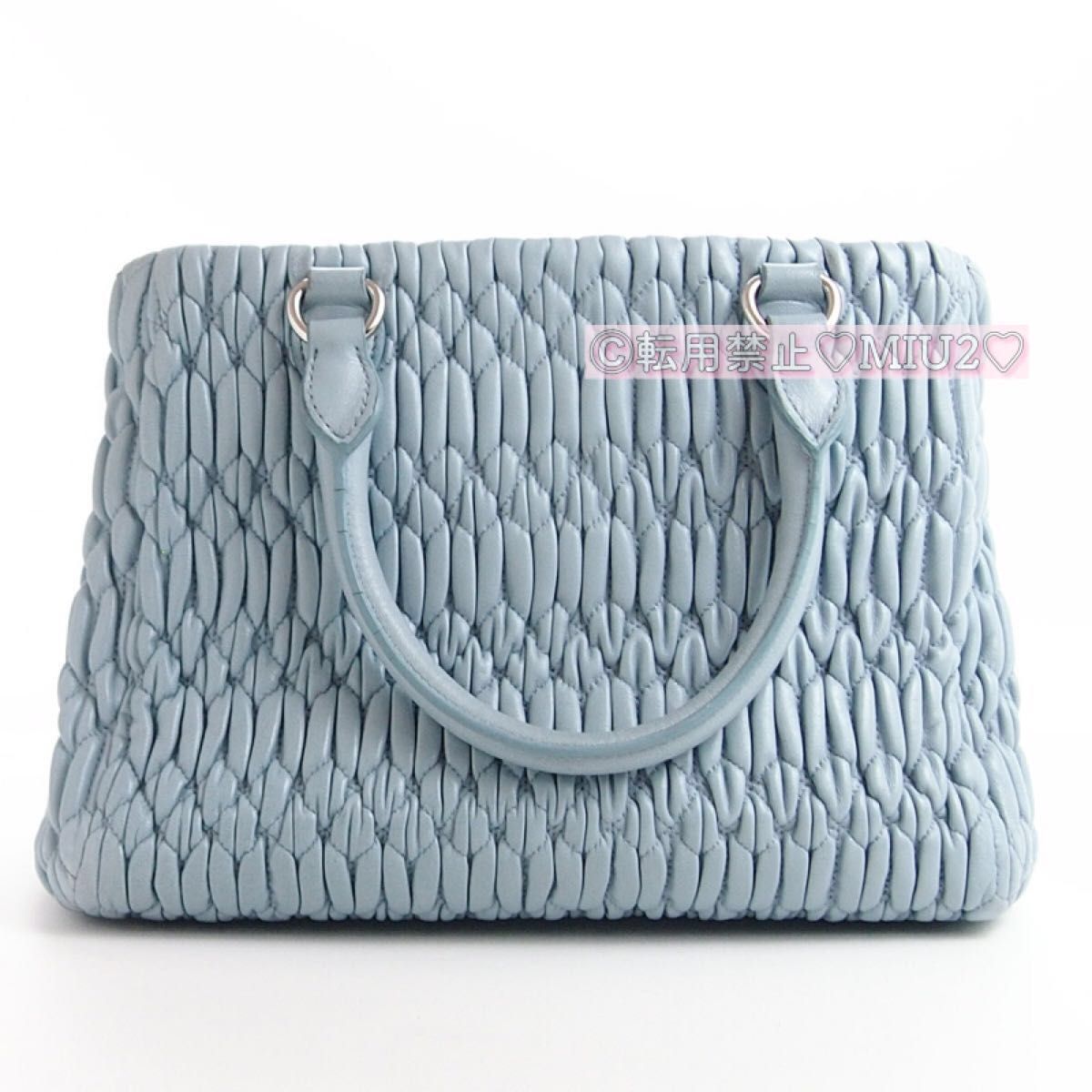 美品】ナッパ クリスタル ライトブルー 2way トートバッグ 美品】ナッパ クリスタル ライトブルー 2way トートバッグ