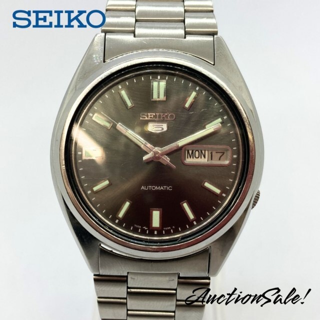 【可動品】SEIKO5 オートマチック デイデイト 文字盤色/ブラック 腕時計 7009‐3000 傷有りの画像1