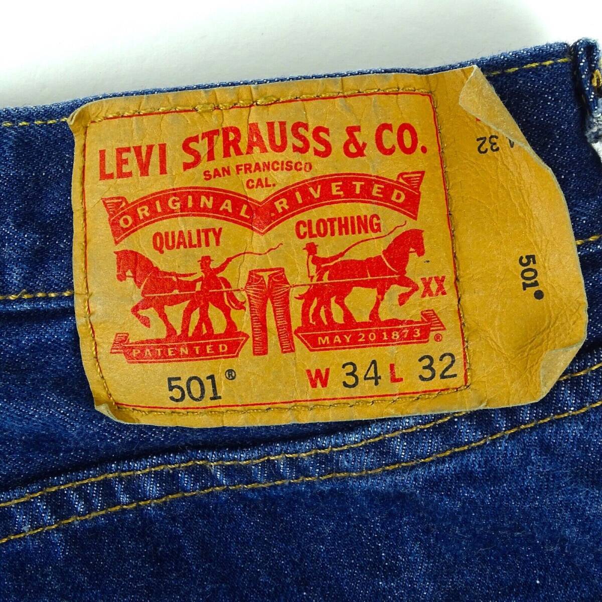 Levis 501 Straight Leg Button Fly All Cotton Jeans Mens W34 x L31.5 Measured 海外 即決_Levis 501 Straight 7