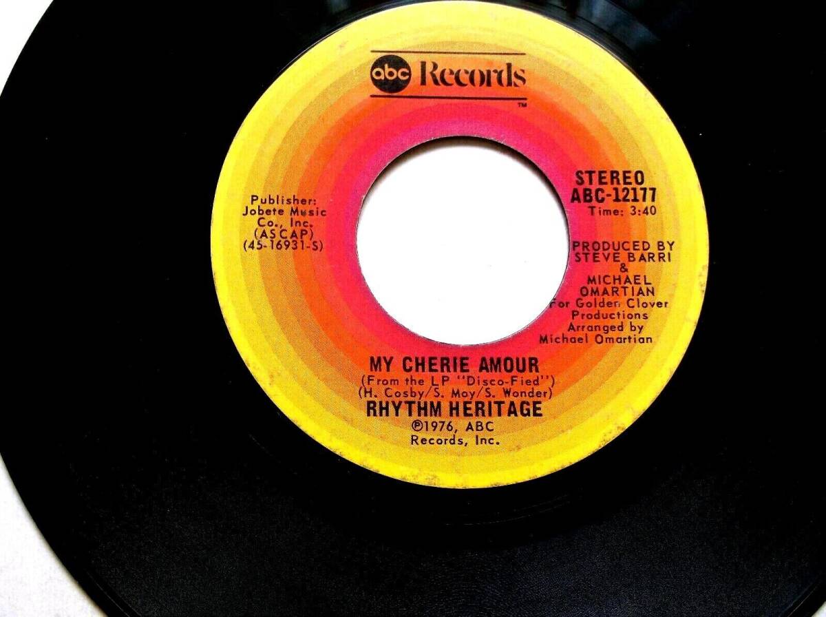 MY CHERIE AMOUR BY RHYTHM HERITAGE 45 RPM POP 7" ABC RECORDS 1976 海外 即決_MY CHERIE AMOUR BY 1