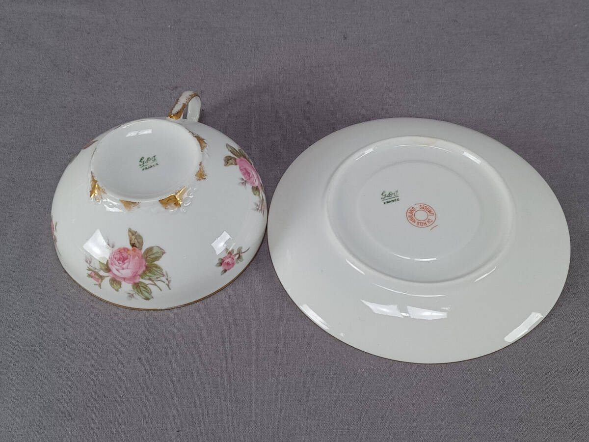 Set of 4 Limoges Pink Roses & Gold Tea Cups & Saucers Circa 1900-1941 海外 即決_Set of 4 Limoges P 9