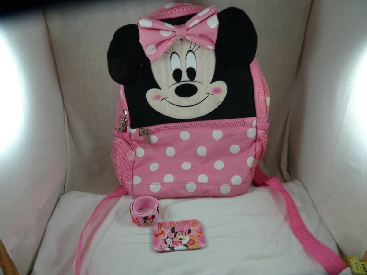 Ruz Disney Minnie Mouse Head Plush Pink Polka Dot Soft Backpack 11" NEW 海外 即決_Ruz Disney Minnie 1
