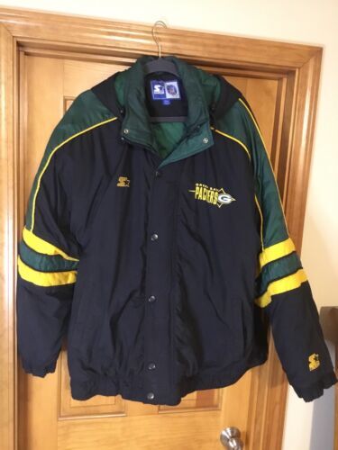 Vintage 1990s STARTER Green Bay Packers Winter Hooded Jacket Embroidered 2XL 海外 即決