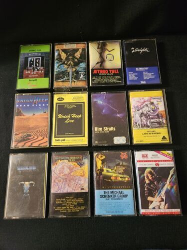 Rock Cassette Tape Lot of 12 Jethro Tull Uriah Heep Dire Straits Free Shipping 海外 即決_Rock Cassette Tape 1