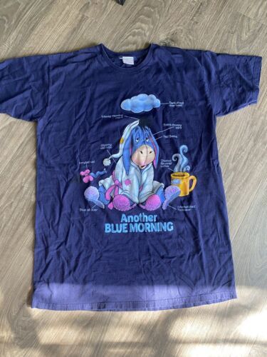 Vintage Disney Eeyore T-Shirt ONE SIZE 3XL “another Blue Morning” Rare Navy 海外 即決