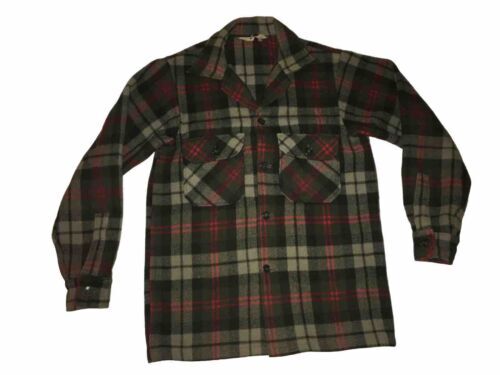 Vintage 60s Woolrich Plaid Wool Thick Hunting Shirt JACKET Size 40 海外 即決