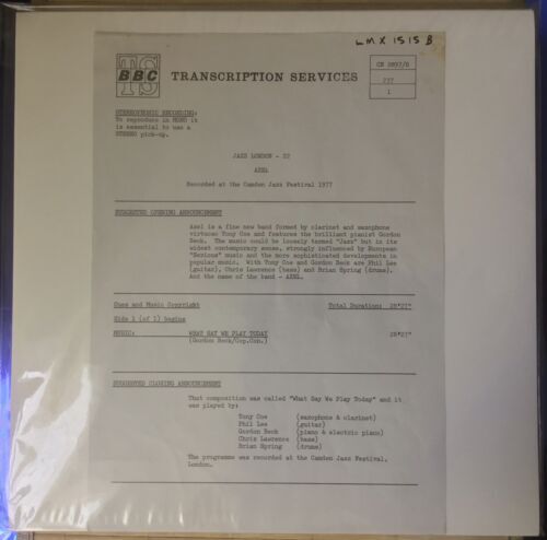 AXEL (TONY COE, GORDON BECK) & CLARK TERRY- 197インチ7インチ BBC TRANSCRIPTION DISCS - 2 LP 海外 即決_AXEL (TONY COE, GO 5
