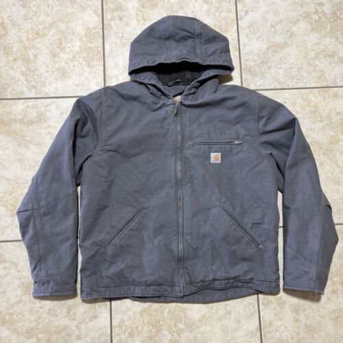 Carhartt Jacket Mens Large Gray Sherpa Lined Canvas 104392 GVL Hooded 海外 即決