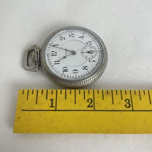 Antique Hampden Pocket Watch No 108 17 Jewel Silver Tone Works RUNS Great 海外 即決の画像7