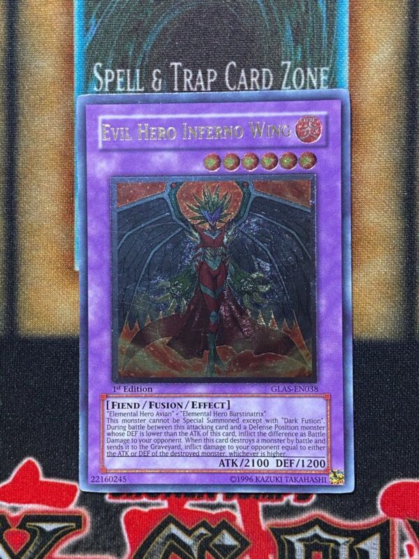 Yugioh Evil Hero Inferno Wing GLAS-EN038 Ultimate Rare 1st Edition 海外 即決_Yugioh Evil Hero I 1