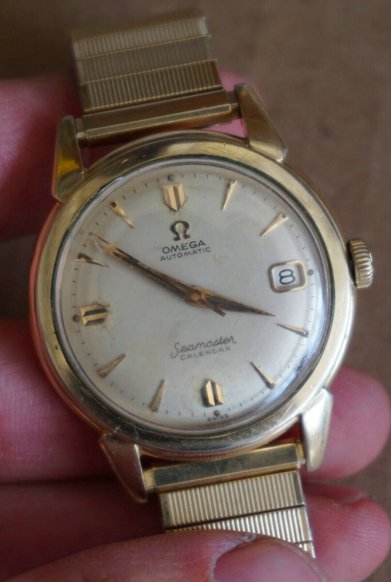 Vintage Omega Automatic Seamaster Calendar 14k GF Wristwatch Watch Spiedel Band 海外 即決_Vintage Omega Auto 2