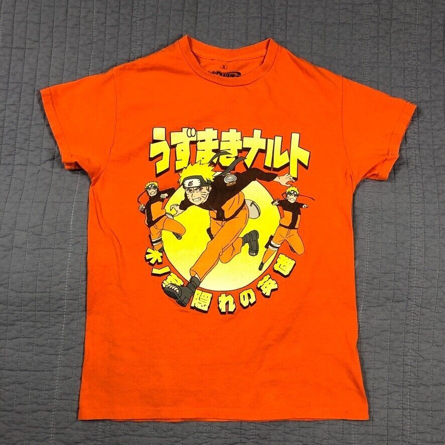 Naruto Shippuden Shirt Adult Small Orange Anime Graphic Vintage 2002 Y2K Rare 海外 即決