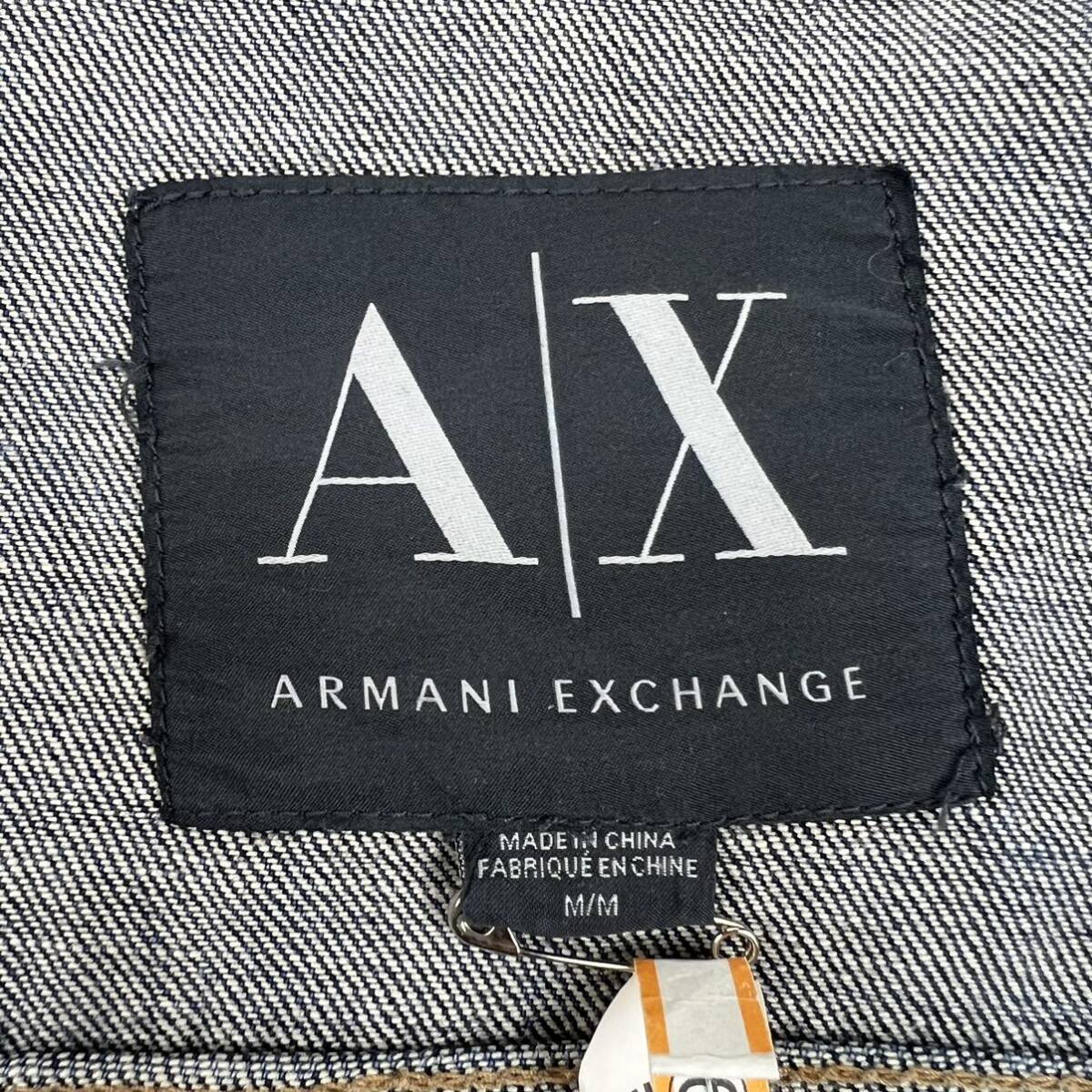 未使用級!!!アルマーニエクスチェンジ『奇跡の逸品』ARMANI EXCHANGE デニムジャケット L ロゴバッチ 刻印ボタン インディゴブルー 春の画像9