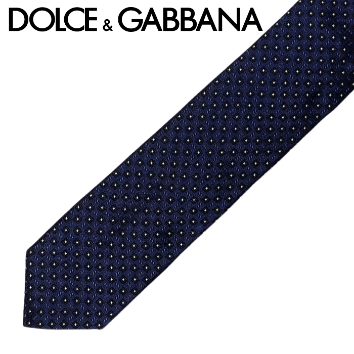 DOLCE&GABBANA ネクタイ ブランド ドルチェ＆ガッバーナ イタリア ネイビー×ホワイト【剣先幅：6cm】 gt149e-gh458-b0065_画像1