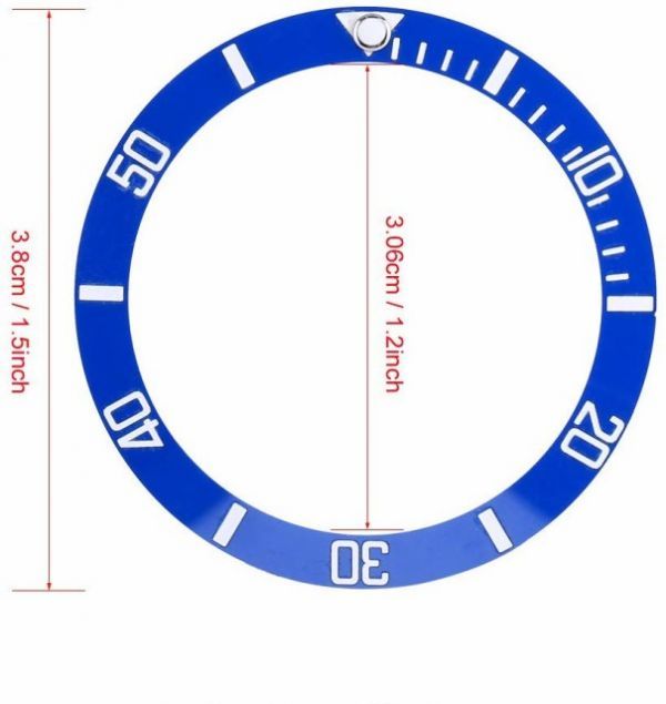 送料無料…ROLEX ロレックス サブマリーナ セラミック ベゼル 腕時計 ダイバーウォッチベゼル インサート (ブルー/ホワイト）社外品_画像2