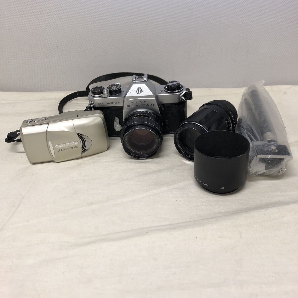 1円〜【PENTAX OLYMPUS】4-5 SPOTMATIC F mju-Ⅲ120 （ジャンク品）カメラ フィルムカメラ レンズ オリンパス の画像1