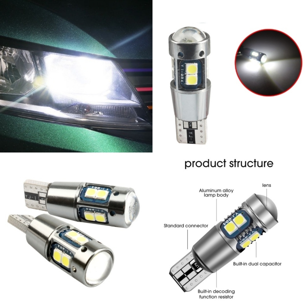 T10/T15/T16 10SMD ホワイト 激光LED ポジション球 バックランプ球 12V 3030SMD 爆光LED 無極性 キャンセラー内蔵 2個セット_画像6