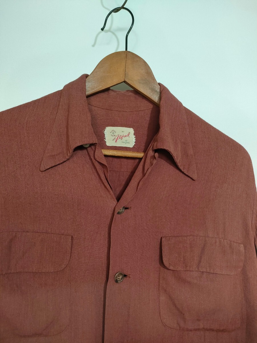 50s レーヨンオープンカラーシャツ XL タウンクラフト ブレント USAの画像2