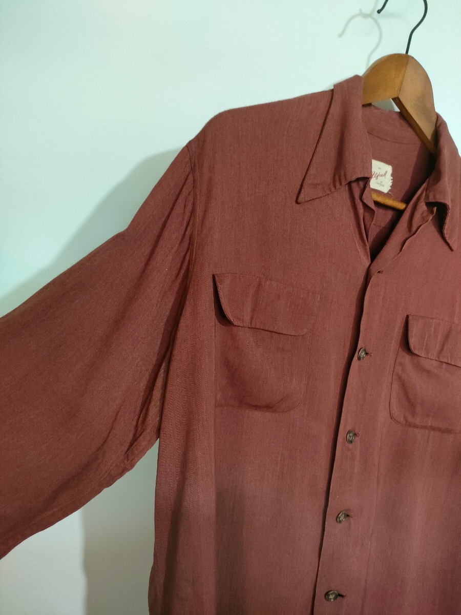 50s レーヨンオープンカラーシャツ XL タウンクラフト ブレント USAの画像4