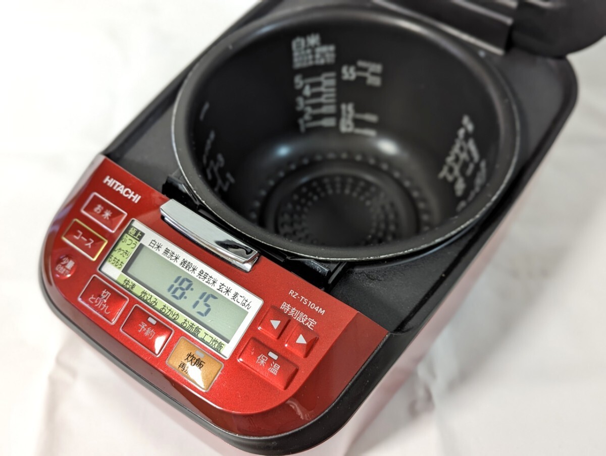 2021年製 HITACHI ジャー炊飯器 ふっくら御膳 RZ-TS104M 5.5号炊き 圧力＆スチーム レッド_画像6