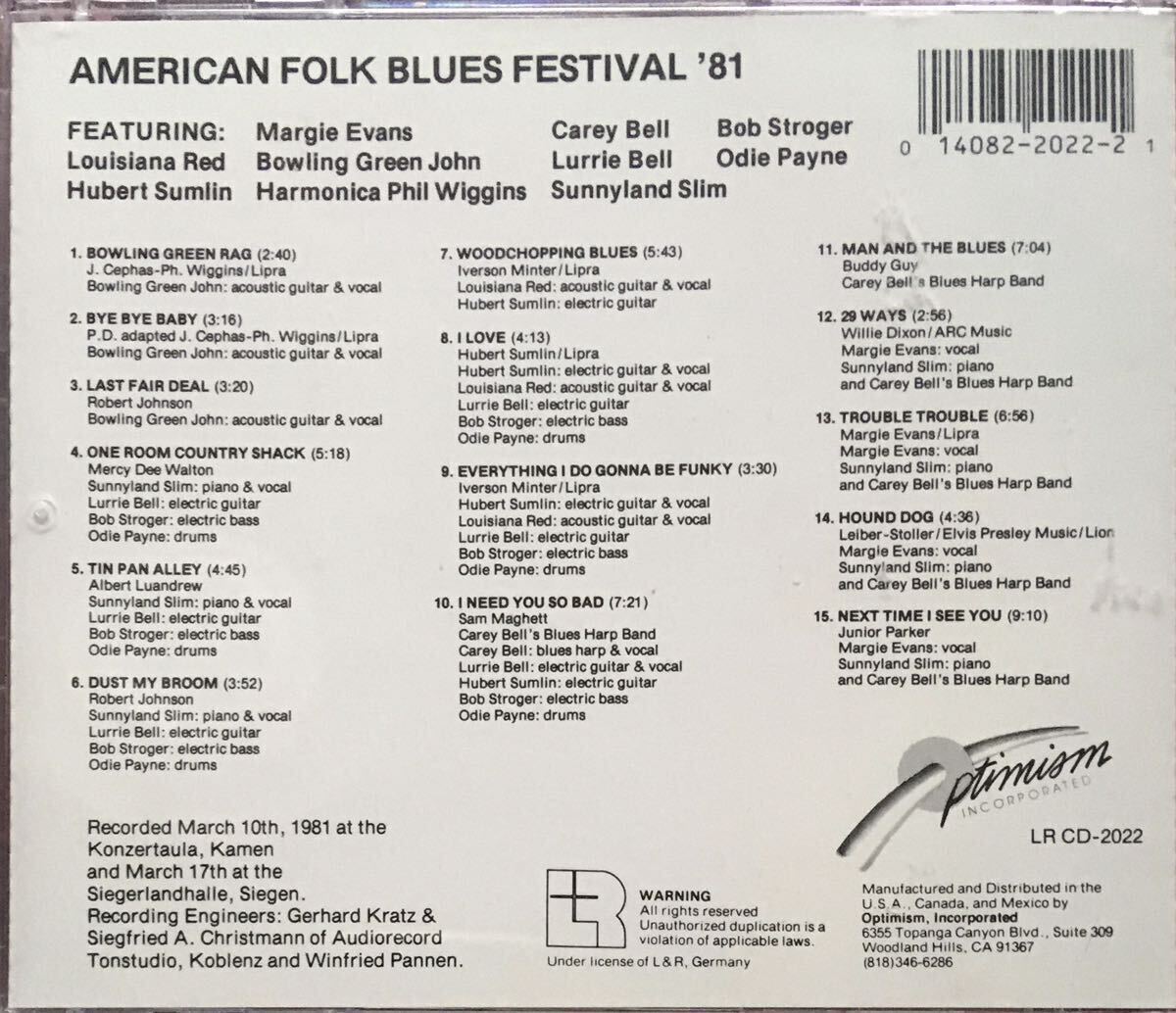 [American Folk Blues Festival '81]フォークブルース/Louisiana Red/Hubert Sumlin/Sunnyland Slim/Carey Bell/Lurrie Bell/Margie Evansの画像2