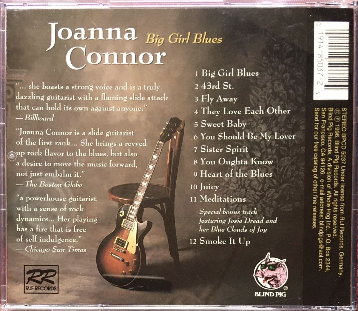 Joanna Connor[Big Girl Blues] (96: US-Blind Pig) ブルースロック / ルーツロック / スワンプ / バーバンド / 女流ギタースリンガーの画像2