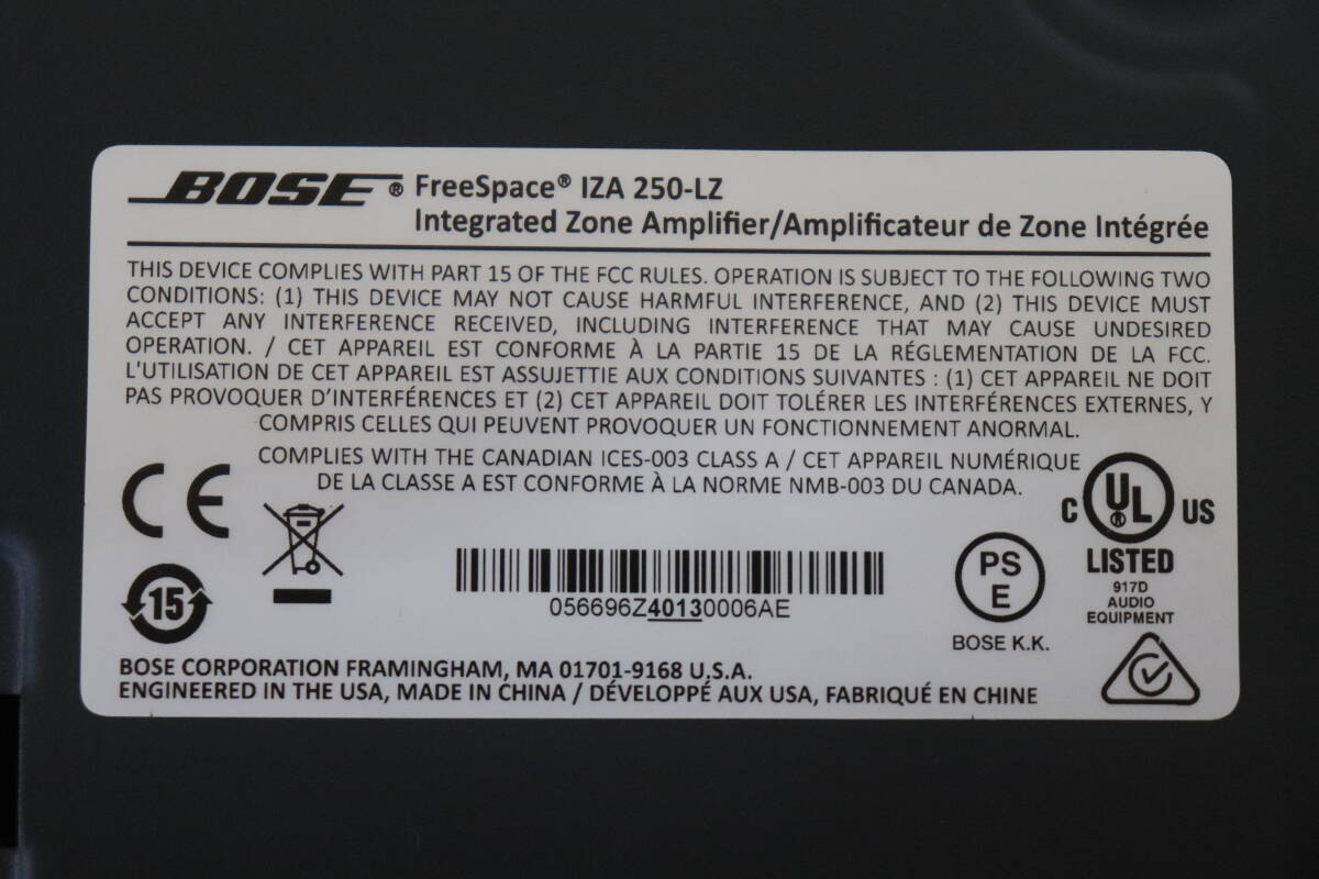 Y08/151 BOSE FreeSpace IZA250-LZ integrated zone amplifier コンパクトミキサーパワーアンプ 現状品の画像8