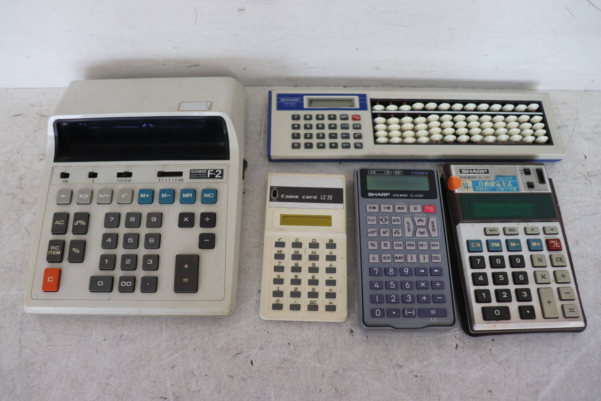 Y08/214 CASIO/SHARP/CANON Showa Retro calculator LC-20/F-2/EL-E300/EL-428/EL-307 5 point set operation not yet verification present condition goods 