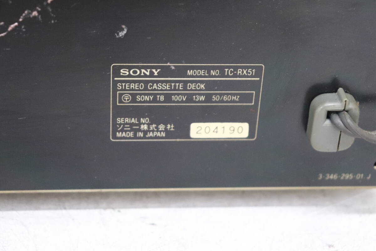 Y12/223 SONY ソニー STEREO CASSETTE DECK TC-RX51 カセットデッキ 通電確認済み 現状品の画像7