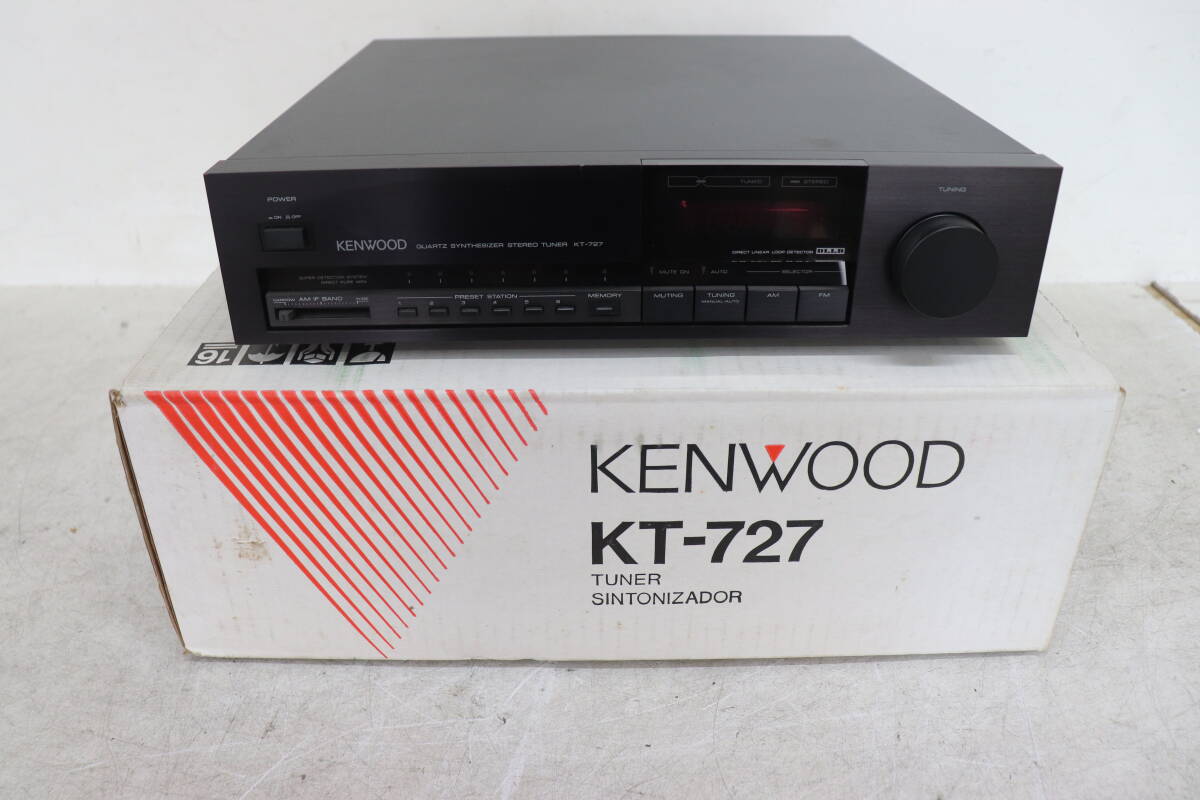 Y10/237 箱付 KENWOOD ケンウッド AM/FM ステレオ チューナー KT-727 通電確認済み 現状品の画像1