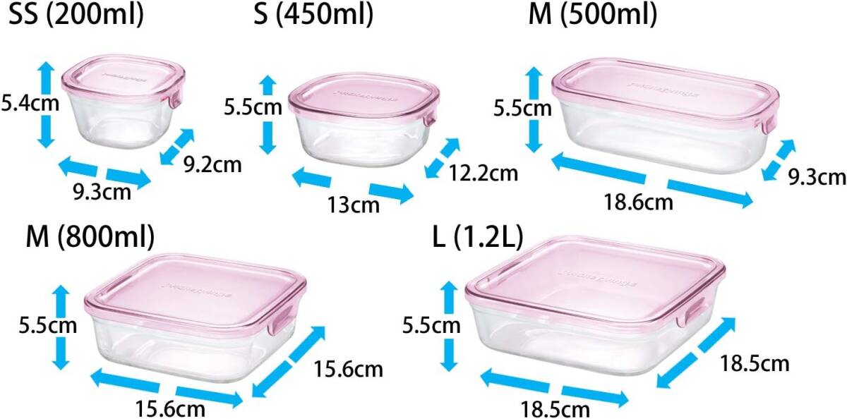 iwaki(イワキ) 耐熱ガラス 保存容器 ピンク 角型 M 800ml パック&レンジ KC3247N-P_画像7