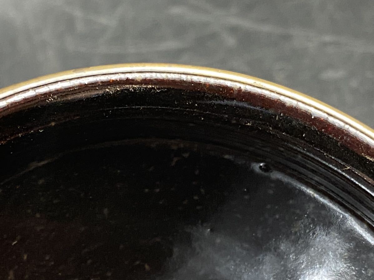 【福蔵】天目茶碗 銅淵 窯変 油滴 唐物 古い 茶道具 骨董 古玩 径12.3cmの画像7