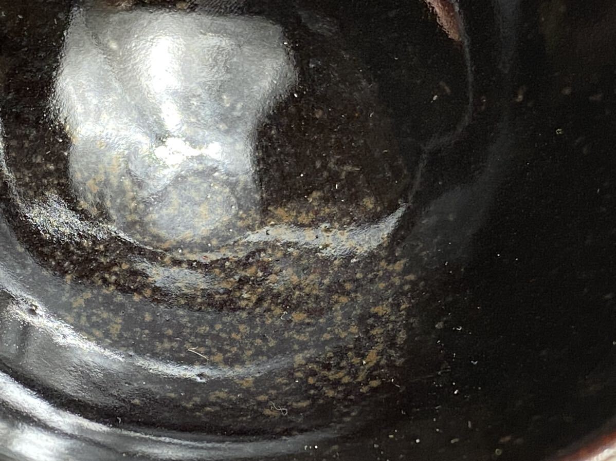 【福蔵】天目茶碗 銅淵 窯変 油滴 唐物 古い 茶道具 骨董 古玩 径12.3cmの画像6
