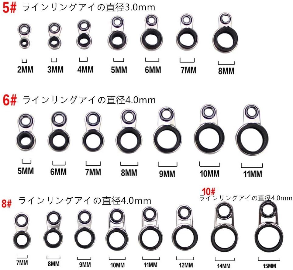  25点セット 釣竿 ロッドガイド アイリング セラミックリング ステンレス 釣り竿 釣り竿ガイド アイ 2.0mm15mm 多サイズ 交換 修理の画像2