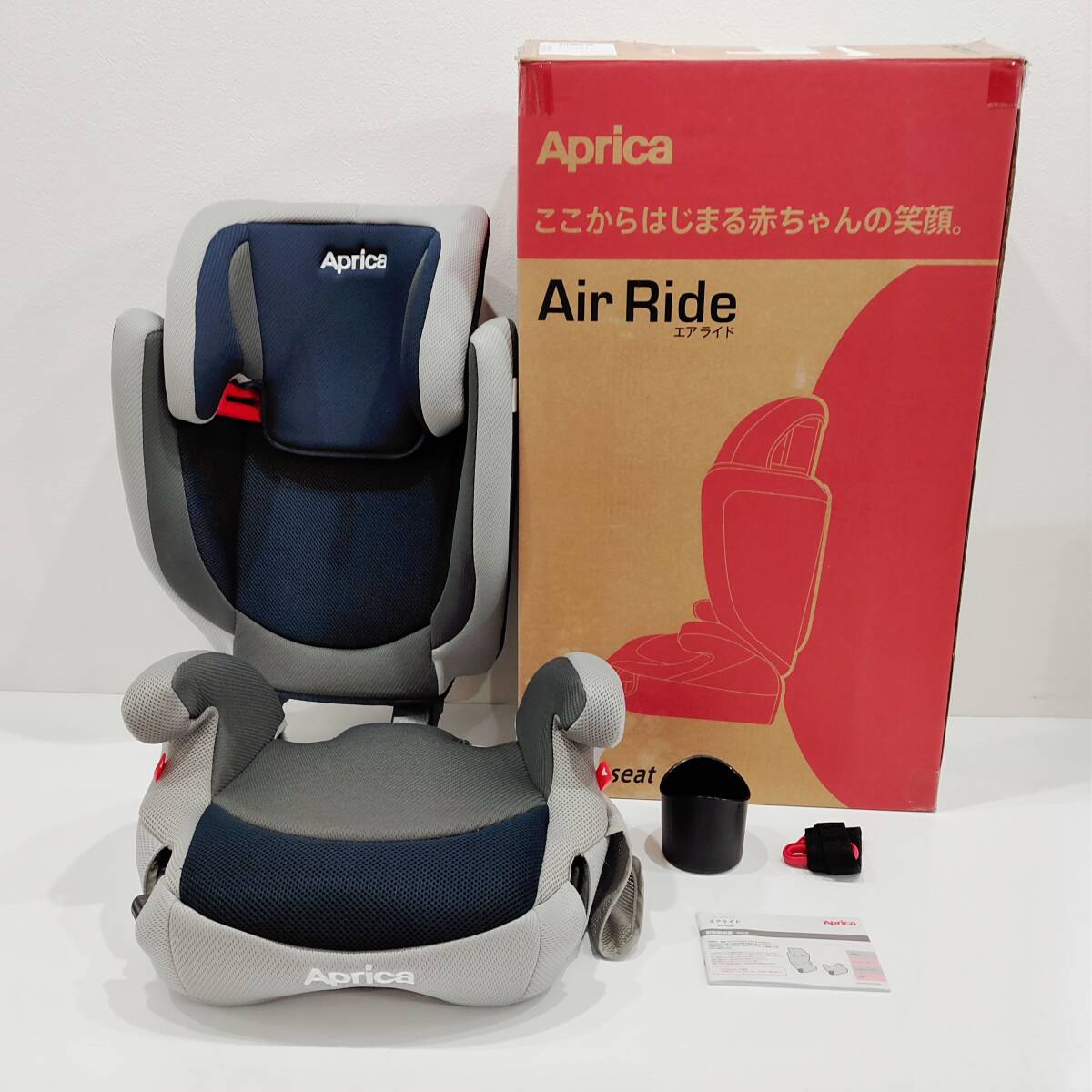 ●美品 アップリカ Air Ride ジュニアシート Aprica シルバーサファイア エアライド AC 3歳から11歳まで 210794 チャイルドシート B954の画像1