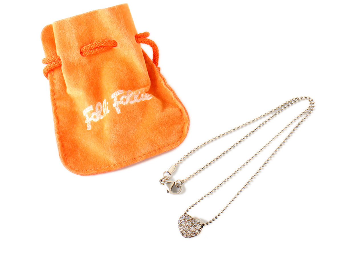 E16101 beautiful goods Folli Follie Folli Follie Heart & ball necklace SV925 silver 925 storage sack attaching pendant accessory 