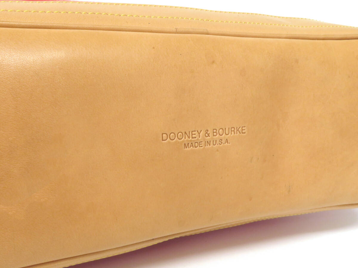 17170 美品 DOONEY&BOURKE 2WAY キャンバス×レザー ジップ トートバッグ ショルダーバッグ ハンドバッグ 大きめ 鞄 赤×キャメル USA製の画像8