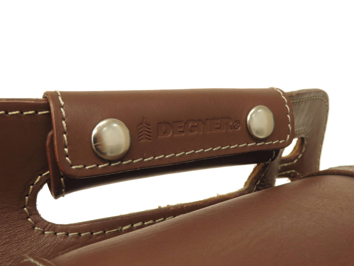 16749 прекрасный товар DEGNER Degner стежок серебряный металлические принадлежности Logo type вдавлено . натуральная кожа подседельная сумка боковая сумка аксессуары для мотоцикла сумка PRSB-3 чай Brown 