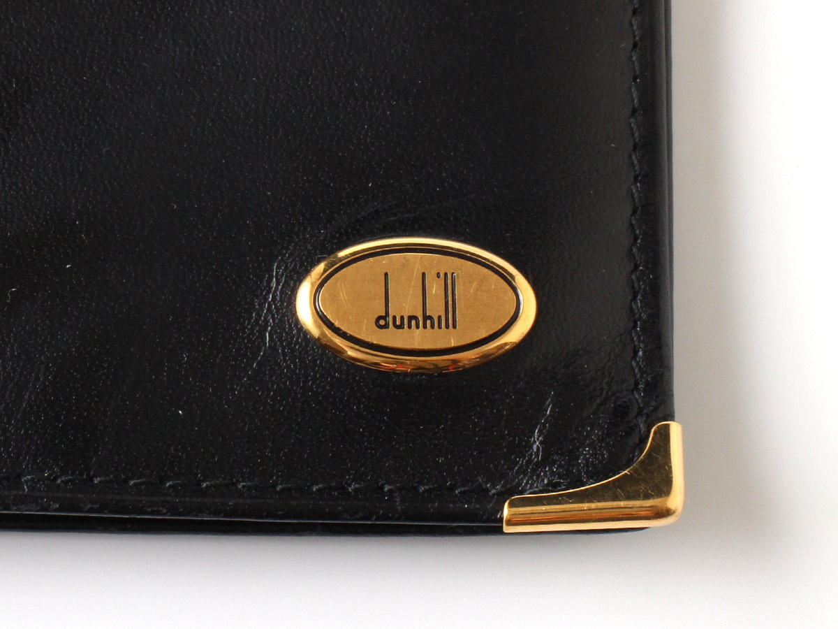 E16082 dunhill ダンヒル レザー 二つ折り 長財布 ブラック 黒 札入れ ロングウォレット フランス製の画像8