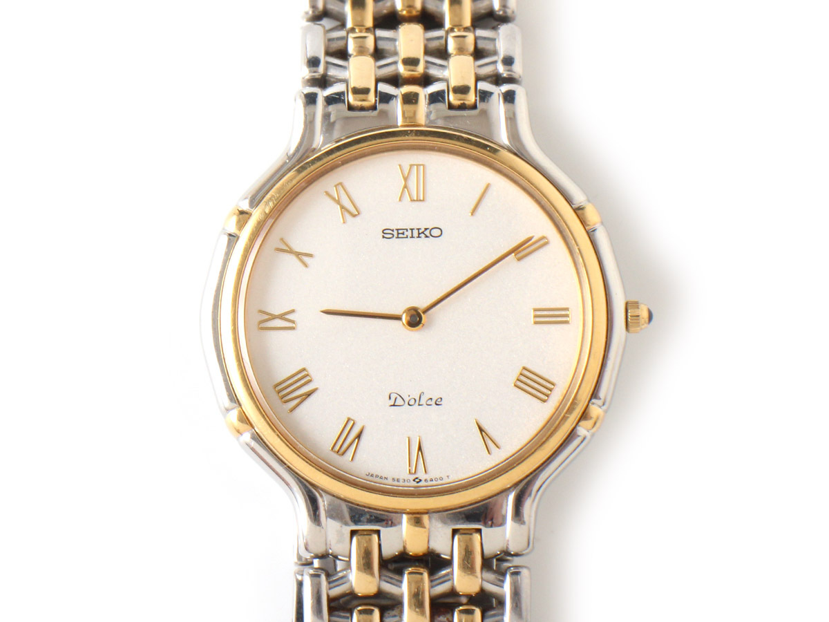 E16966 SEIKO セイコー 腕時計 ドルチェ 5E30-6A00 メンズ 腕時計 シルバー×ゴールド 文字盤ホワイト クォーツの画像1