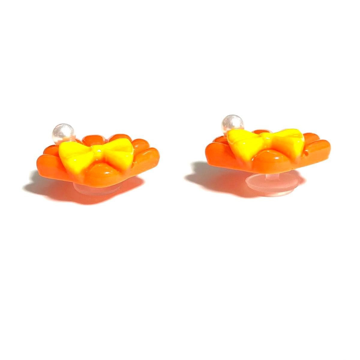 オレンジ シェル ジビッツ クロックス サンダル 飾り アクセサリー 貝 パール