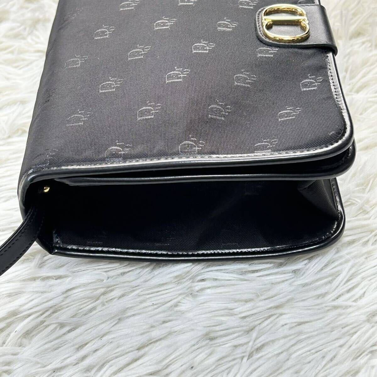 ●高級●Christian Dior クリスチャンディオール ワンショルダーバッグ フォーマルバッグ 鞄 かばん CDロゴ 肩掛け可 キャンバス レザー 黒の画像5