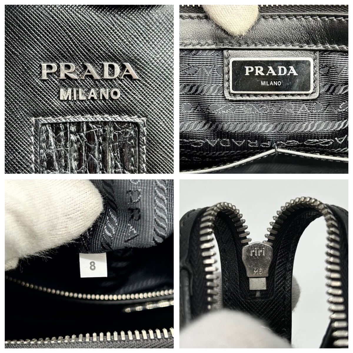 ●極美品●PRADA プラダ クロコダイル ビジネスバッグ トートバッグ ブリーフケース 鞄 かばん A4 PC サフィアーノレザー 黒 ブラック_画像10