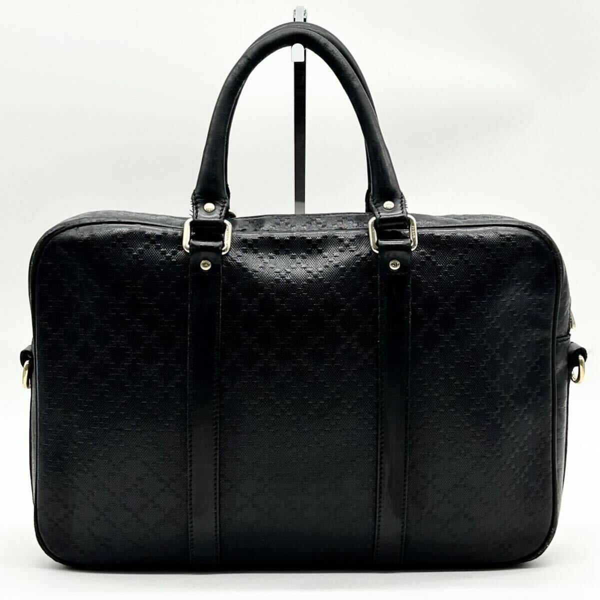 ●高級●GUCCI グッチ ビジネスバッグ トートバッグ ブリーフケース 鞄 かばん ディアマンテ A4 PC レザー メンズ 黒 ブラックの画像3