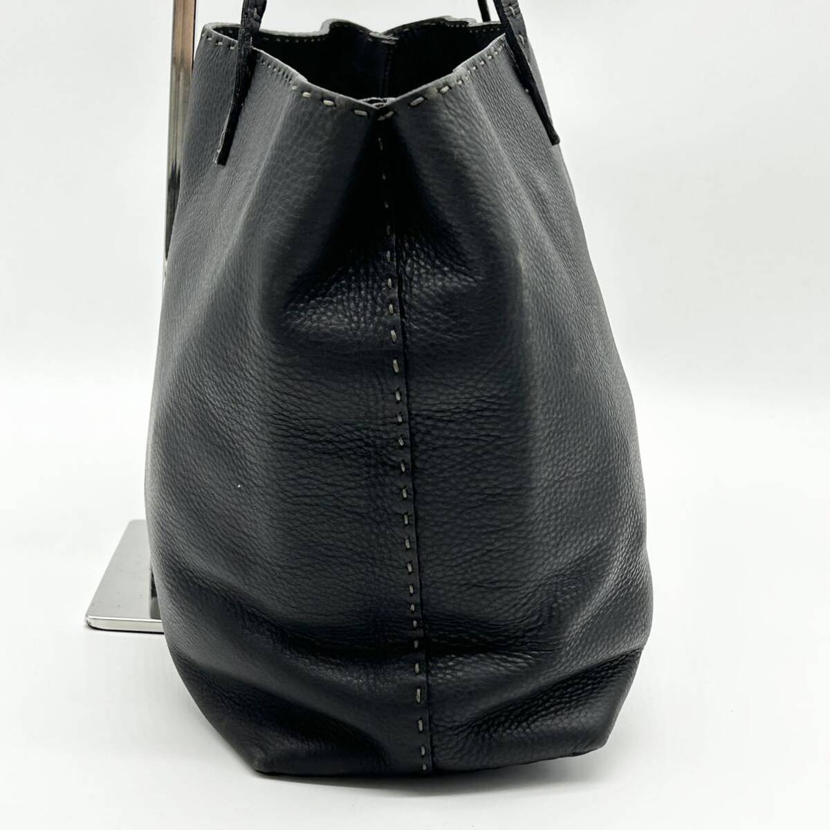 ●高級●FENDI フェンディ セレリア トートバッグ ハンドバッグ ビジネスバッグ 鞄 かばん ステッチ A4 本革 レザー 黒 ブラックの画像5