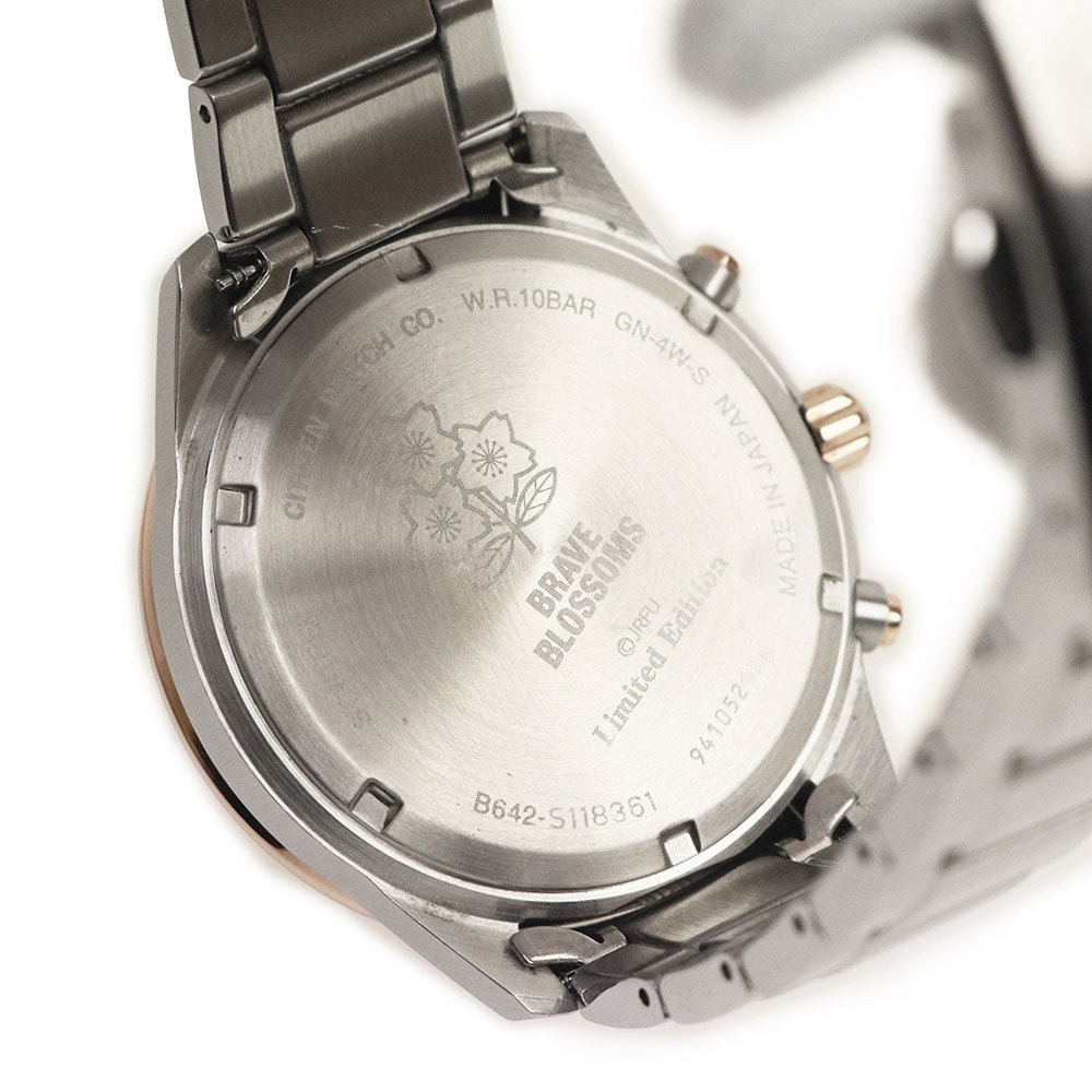 （中古）シチズン CITIZEN ラグビー日本代表モデル BRAVE BLOSSOM 限定2500本 腕時計 ステンレス シルバー ピンクゴールド CA7034-61E 箱付_画像6